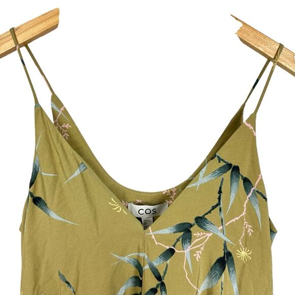 NWT COS Cotton Green Floral Multi Voluminous Midi Vacation Cocktail Dress Size 2 - Picture 9 of 15